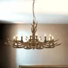 Hängelampen|Esszimmer Lampen*Searchlight Kronleuchter Rustikal Resin-Geweih Ø 108 cm groß