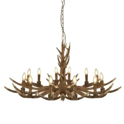 Hängelampen|Esszimmer Lampen*Searchlight Kronleuchter Rustikal Resin-Geweih Ø 108 cm groß