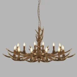 Hängelampen|Esszimmer Lampen*Searchlight Kronleuchter Rustikal Resin-Geweih Ø 108 cm groß