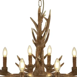 Hängelampen|Esszimmer Lampen*Searchlight Kronleuchter Rustikal Resin-Geweih Ø 108 cm groß