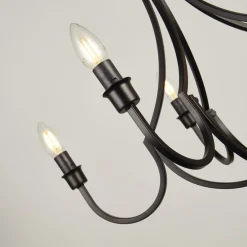 Searchlight Kronleuchter Rustikal Schwarz Ø 65 cm Metall 5x E14< Hängelampen|Wohnzimmerlampen