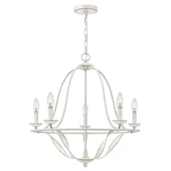 Elstead Kronleuchter Rustikal Shabby Weiß Ø 63,6 cm 5x E14< Hängelampen|Esszimmer Lampen