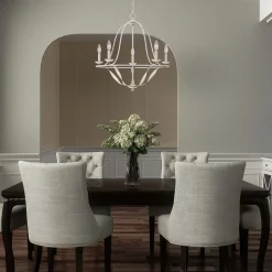 Elstead Kronleuchter Rustikal Shabby Weiß Ø 63,6 cm 5x E14< Hängelampen|Esszimmer Lampen