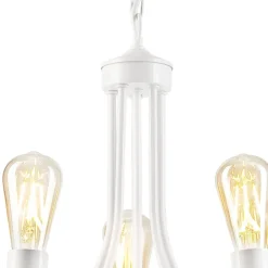 Lamkur Kronleuchter Rustikal Weiß Metall Ø 45 cm 5-flammig E27< Bürolampen|Rustikale Lampen