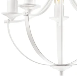 Lamkur Kronleuchter Rustikal Weiß Metall Ø 45 cm 5-flammig E27< Bürolampen|Rustikale Lampen