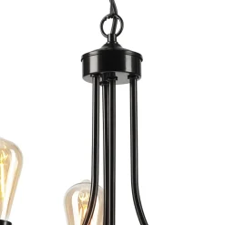 Lamkur Kronleuchter Schwarz Metall Ø 42 cm 3-flammig E27 Rustikal< Bürolampen|Rustikale Lampen