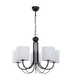 Jupiter Kronleuchter Schwarz Weiß 5-flmg E27 Hängeleuchte< Hängelampen|Stofflampen