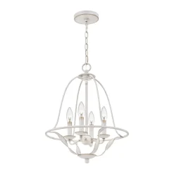 Elstead Kronleuchter Shabby Chic Weiß Metall H: max. 307,5 cm 4x E14< Hängelampen|Esszimmer Lampen