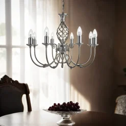 Searchlight Kronleuchter Silbern Jugendstil 8-flmg.< Hängelampen|Esszimmer Lampen