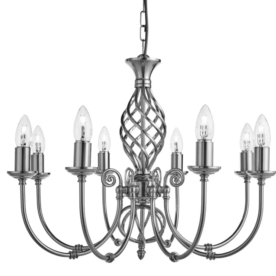 Searchlight Kronleuchter Silbern Jugendstil 8-flmg.< Hängelampen|Esszimmer Lampen