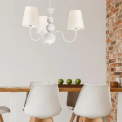 Rustikale Lampen|Stofflampen*Lamkur Kronleuchter Stoff Esstisch Landhaus 3-flammig