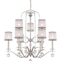 Elstead Kronleuchter TAZIA Silber Kristall kürzbar Lampe< Moderne Lampen|Designerlampen