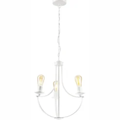 Lamkur Kronleuchter Weiß 3-flammig E27 Ø 42 cm Metall Rustikal< Bürolampen|Rustikale Lampen