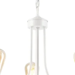 Lamkur Kronleuchter Weiß 3-flammig E27 Ø 42 cm Metall Rustikal< Bürolampen|Rustikale Lampen