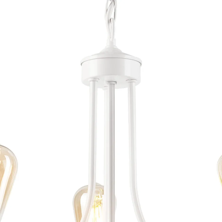 Lamkur Kronleuchter Weiß 3-flammig E27 Ø 42 cm Metall Rustikal< Bürolampen|Rustikale Lampen