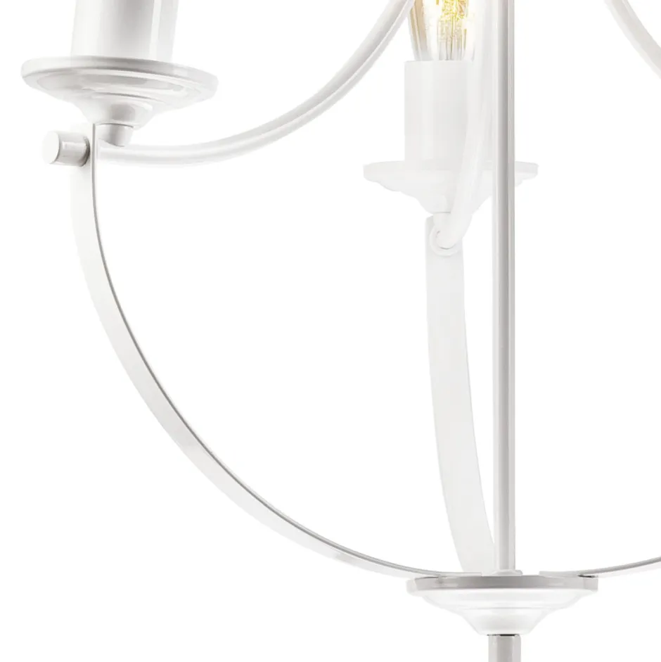 Lamkur Kronleuchter Weiß 3-flammig E27 Ø 42 cm Metall Rustikal< Bürolampen|Rustikale Lampen