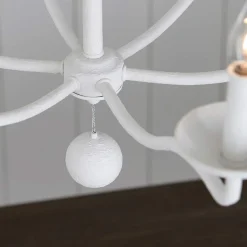 Elstead Kronleuchter Weiß Metall E14 B: 82,9 cm groß Landhausstil< Wohnzimmerlampen|Esszimmer Lampen