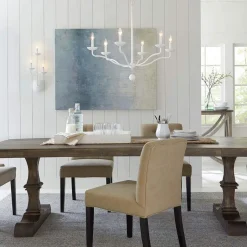 Elstead Kronleuchter Weiß Metall E14 B: 82,9 cm groß Landhausstil< Wohnzimmerlampen|Esszimmer Lampen