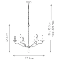Elstead Kronleuchter Weiß Metall E14 B: 82,9 cm groß Landhausstil< Wohnzimmerlampen|Esszimmer Lampen