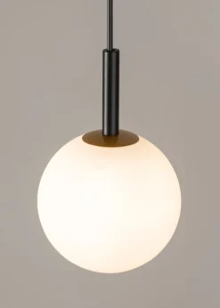 Hängelampen|Esszimmer Lampen*Sigma Kugel Hängeleuchte Schwarz Weiß Metall Glas Ø14 cm rund