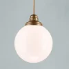 Hängelampen|Bürolampen*Berliner Messingleuchten Kugel Pendelleuchte Glas Echt-Messing E27 Ø35 cm rund