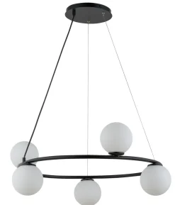 Sigma Kugel Pendelleuchte Schwarz Weiß Glas Metall G9 Ø68 cm< Hängelampen|Kugellampen