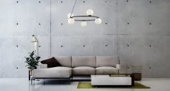 Sigma Kugel Pendelleuchte Schwarz Weiß Glas Metall G9 Ø68 cm< Hängelampen|Kugellampen