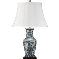 Tischlampen|Schlafzimmer Lampen*Elstead Kunstvolle Tischlampe ESTERA 75 cm Porzellan Blau Weiß