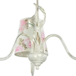 Lamkur Lampe Stoff 3-flmg Landhaus Esstisch geblümt< Hängelampen|Esszimmer Lampen