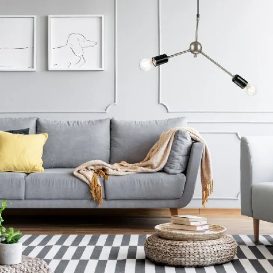 Lamkur Lampe Wohnzimmer Hängelampe Edelstahl Metall< Hängelampen|Esszimmer Lampen