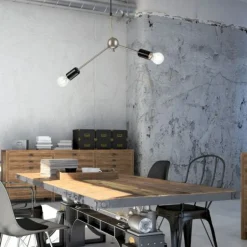 Lamkur Lampe Wohnzimmer Hängelampe Edelstahl Metall< Hängelampen|Esszimmer Lampen