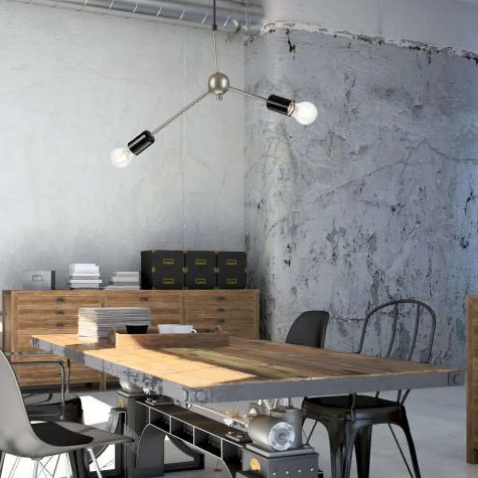 Lamkur Lampe Wohnzimmer Hängelampe Edelstahl Metall< Hängelampen|Esszimmer Lampen