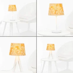 Lampenschirme*Duolla Lampenschirm Gold Barock Design Stoff Tischlampe