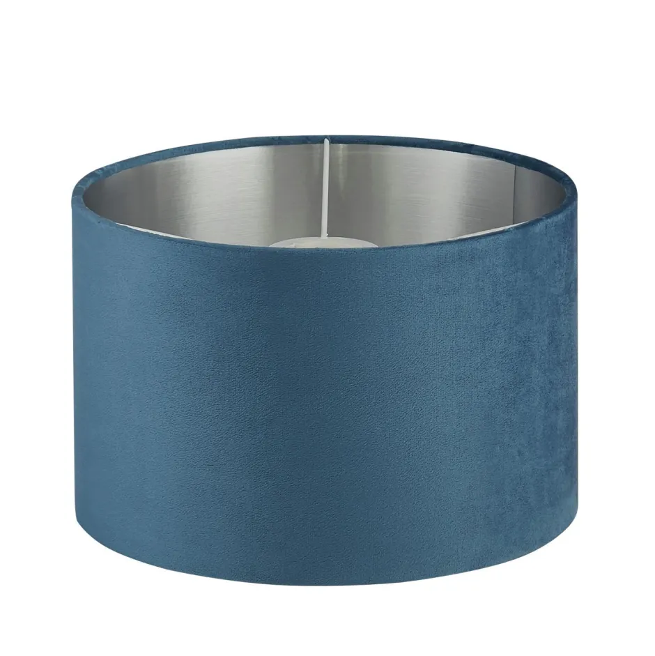 Lampenschirme|Stofflampen*Searchlight Lampenschirm Petrol Silber für Hängelampe Ø 28 cm Samt