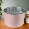 Searchlight Lampenschirm Samt D: 28 cm in Pink Silber rund< Lampenschirme|Stofflampen