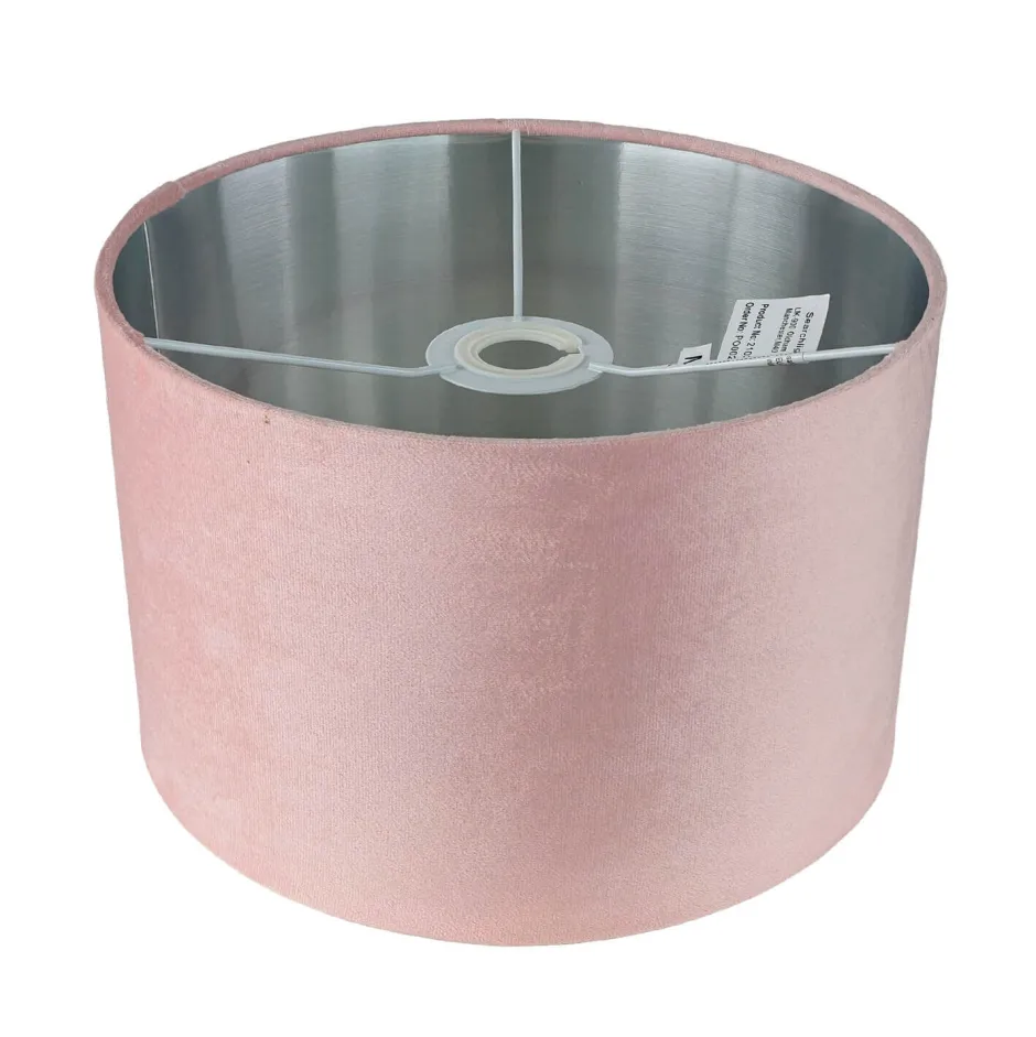 Searchlight Lampenschirm Samt D: 28 cm in Pink Silber rund< Lampenschirme|Stofflampen
