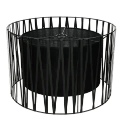 TK Lighting Lampenschirm Schwarz für Stehleuchte E27 Zylinder Ø50cm< Lampenschirme