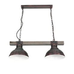 Luminex Landhaus Pendellampe Echt Holz Kupfer Antik HAKON< Wohnzimmerlampen|Holzlampen