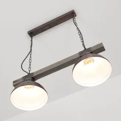 Luminex Landhaus Pendellampe Echt Holz Kupfer Antik HAKON< Wohnzimmerlampen|Holzlampen