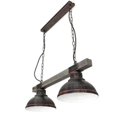 Luminex Landhaus Pendellampe Echt Holz Kupfer Antik HAKON< Wohnzimmerlampen|Holzlampen