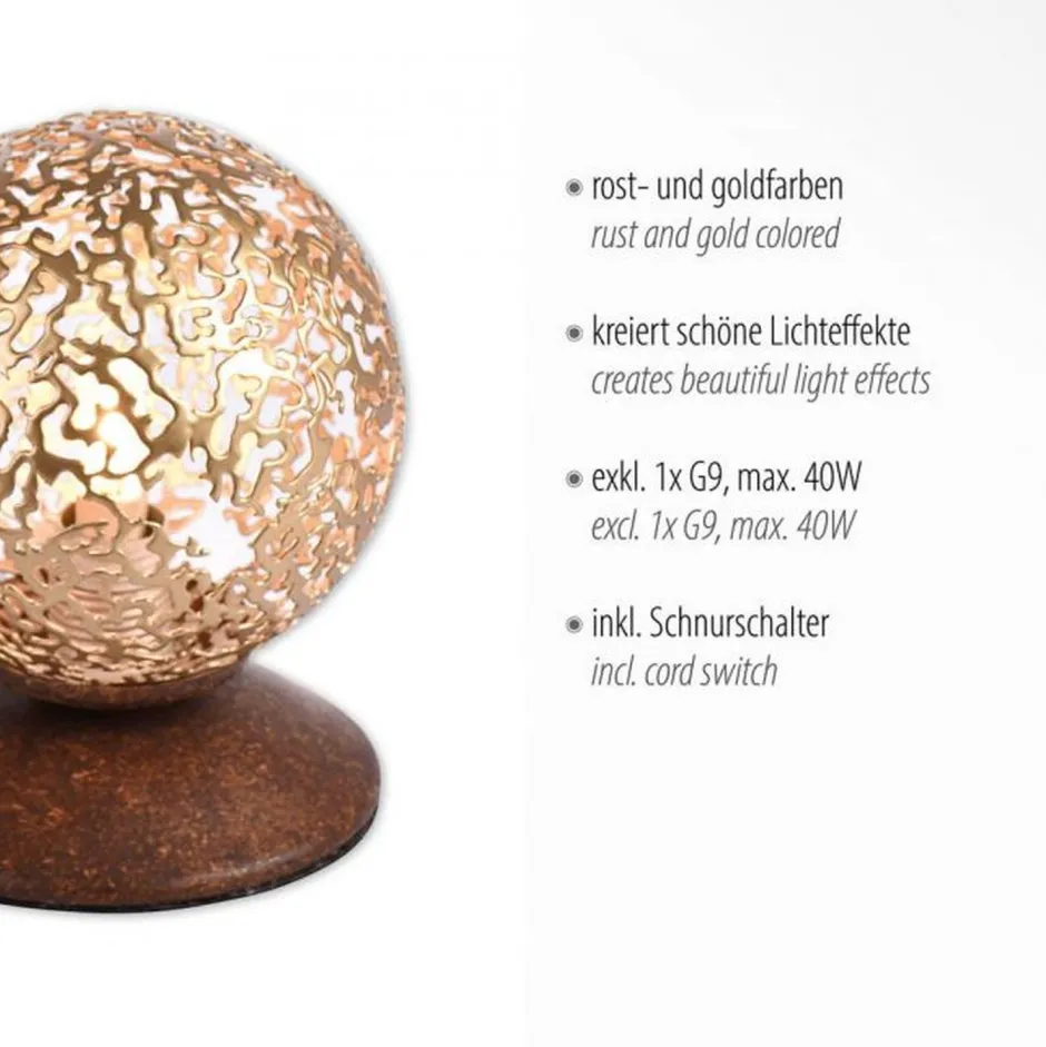Paul Neuhaus Landhaus Tischlampe Metall Rostbraun Gold 12,5 cm G9< Wohnzimmerlampen|Schlafzimmer Lampen
