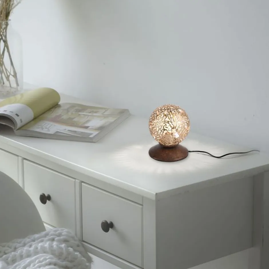 Paul Neuhaus Landhaus Tischlampe Metall Rostbraun Gold 12,5 cm G9< Wohnzimmerlampen|Schlafzimmer Lampen