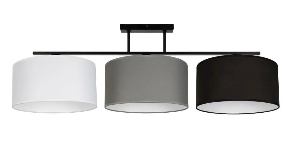 Belis Lange Deckenlampe Stoff Grau Graphit Schwarz E27 100 cm< Bürolampen|Wohnzimmerlampen