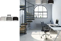 Belis Lange Deckenlampe Stoff Grau Graphit Schwarz E27 100 cm< Bürolampen|Wohnzimmerlampen