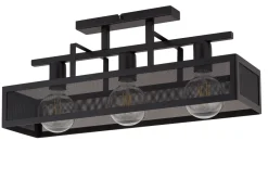 Deckenleuchten|Flurlampen*Sigma Lange Deckenleuchte Schwarz Metall 3-flammig Industrie