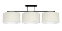 Bürolampen|Wohnzimmerlampen*Belis Lange Deckenleuchte Stoff Schwarz Ecru Weiß E27 100 cm