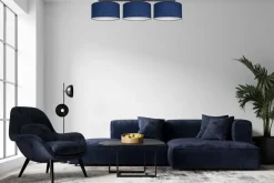 Wohnzimmerlampen|Stofflampen*Belis Lange Deckenleuchte Stoff Schwarz Blau Weiß E27 100 cm