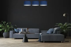 Wohnzimmerlampen|Stofflampen*Belis Lange Deckenleuchte Stoff Schwarz Blau Weiß E27 100 cm