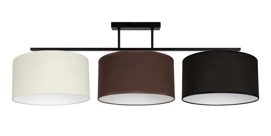 Belis Lange Deckenleuchte Stoff Ecru Braun Schwarz E27 100 cm< Bürolampen|Wohnzimmerlampen