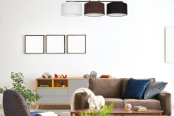 Belis Lange Deckenleuchte Stoff Weiß Braun Schwarz E27 100 cm< Bürolampen|Wohnzimmerlampen